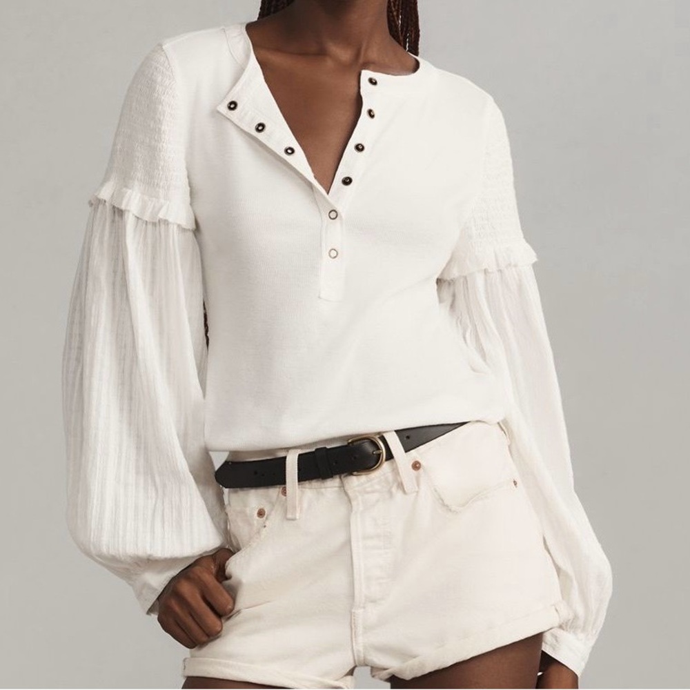 Pilcro Balloon Sleeve White Shirt